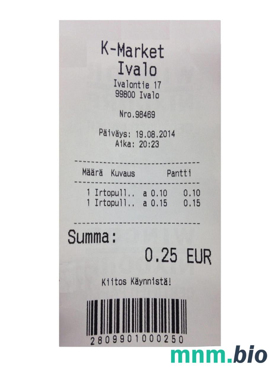 K-Market Ivalo szablon pokwitowania płatności PSD